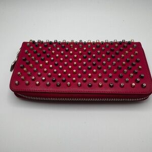 CHRISTIAN LOUBOUTIN spiked long zip around wallet